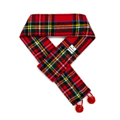 Red Plaid Flannel Dog Scarf