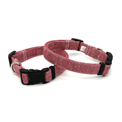 Red Chambray Dog Collar