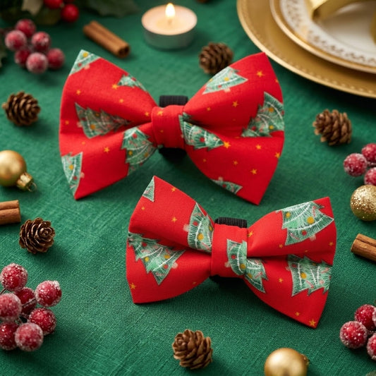 Red Christmas Tree Dog Bow Ties
