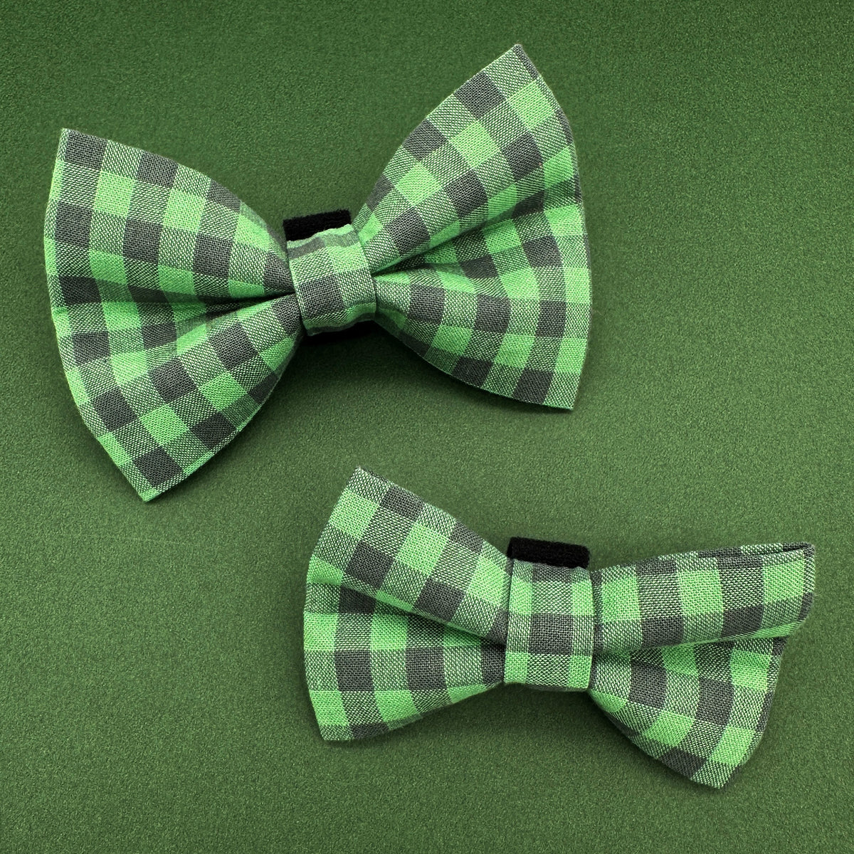 St. Patrick's Day Green Gingham Dog Bow Ties

