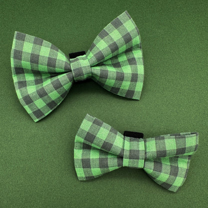 St. Patrick's Day Green Gingham Dog Bow Ties
