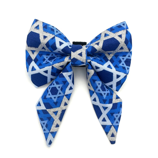 Star of David Glitter Sailor Dog Bow 