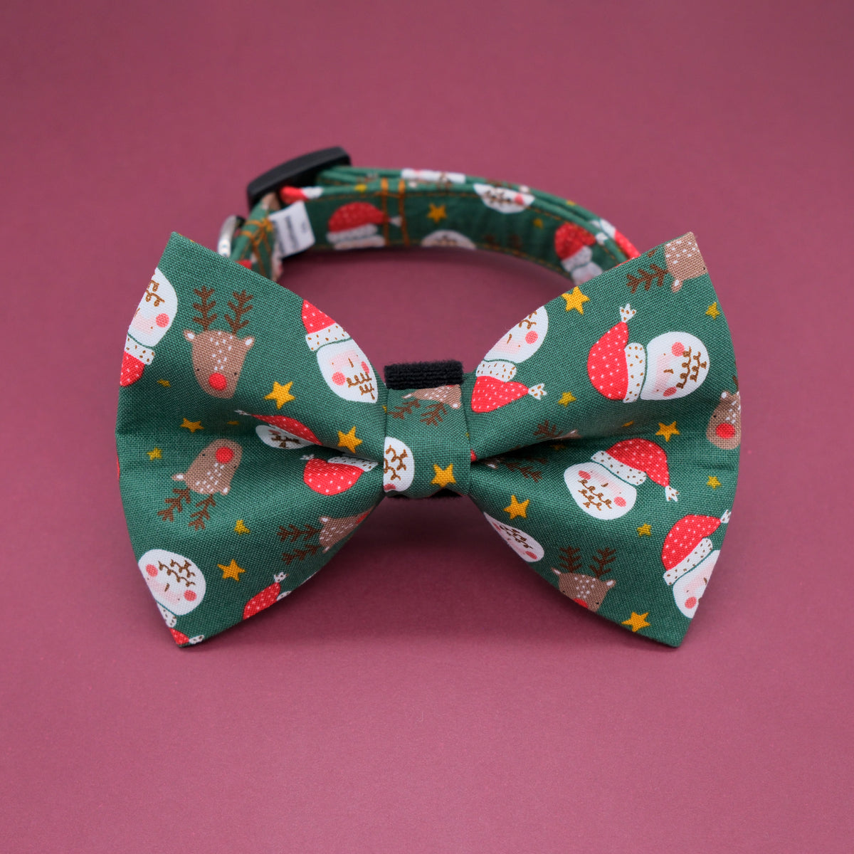 Santa and His Reindeer Dog Bow Tie and Collar