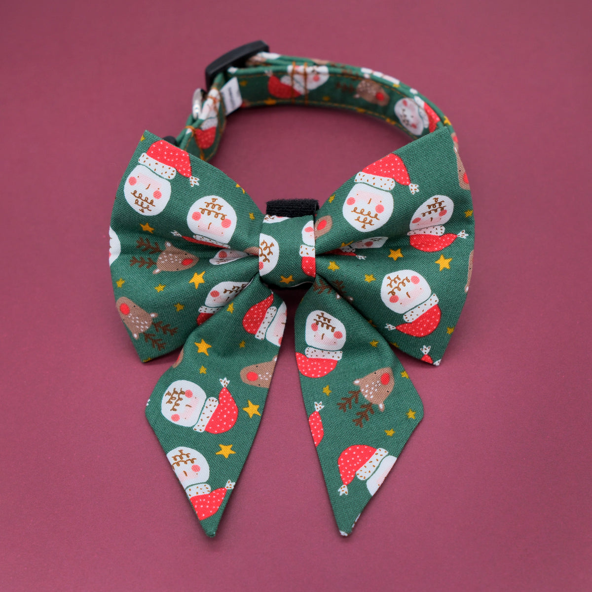 Santa and His Reindeer Sailor Dog Bow and Collar