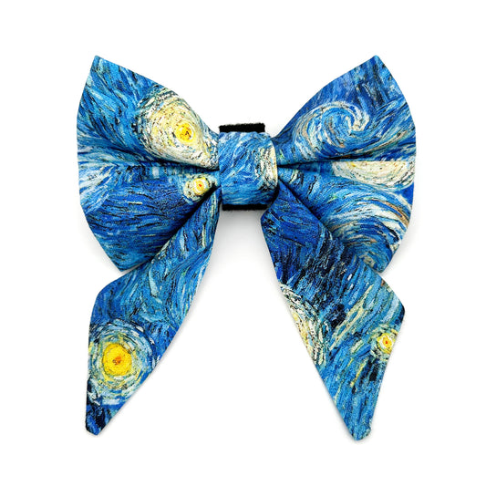 Starry Night Sailor Dog Bow