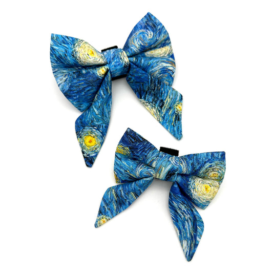 Starry Night Sailor Dog Bow