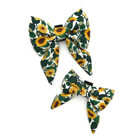 Sunflower Sailor Dog Bow