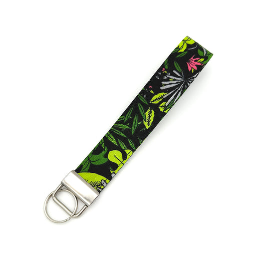 Tropical Leaves Wristlet Keychain