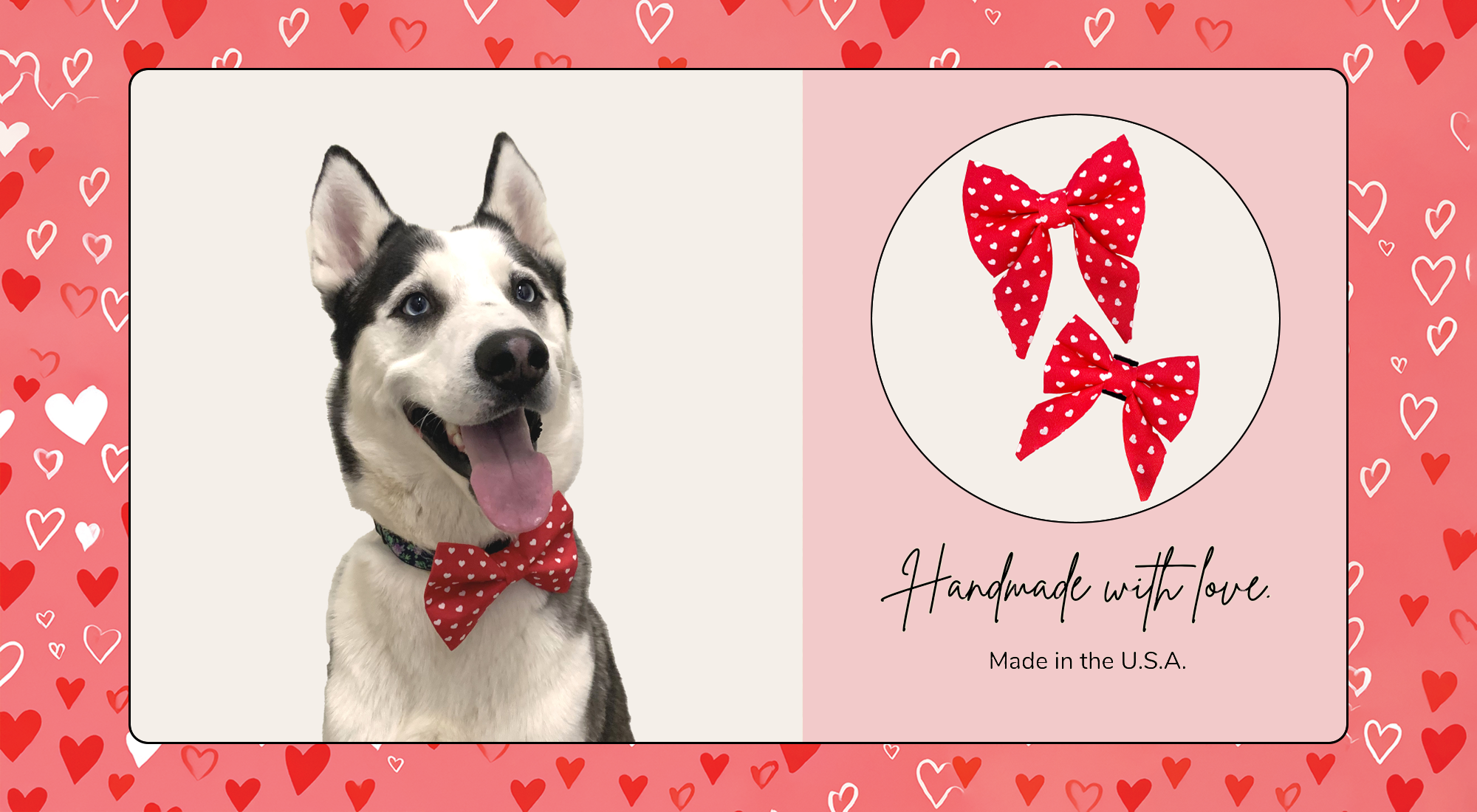 Winthrop Clothing Co Dog wearing Valentine's Day Heart Dog Bow Tie