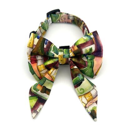 Wine Lover Sailor Dog Bow and Collar