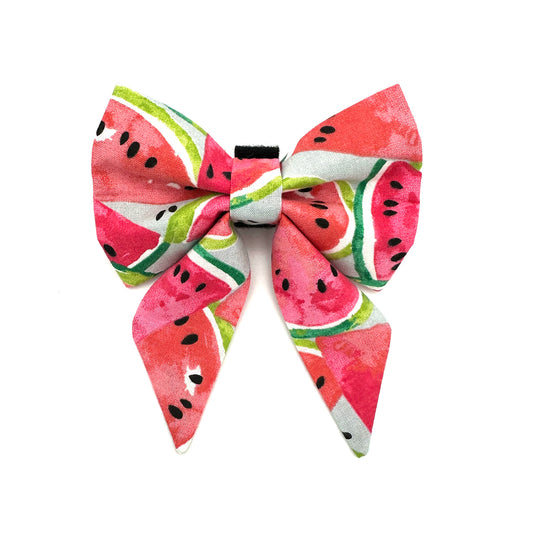 Watermelon Sailor Dog Bow