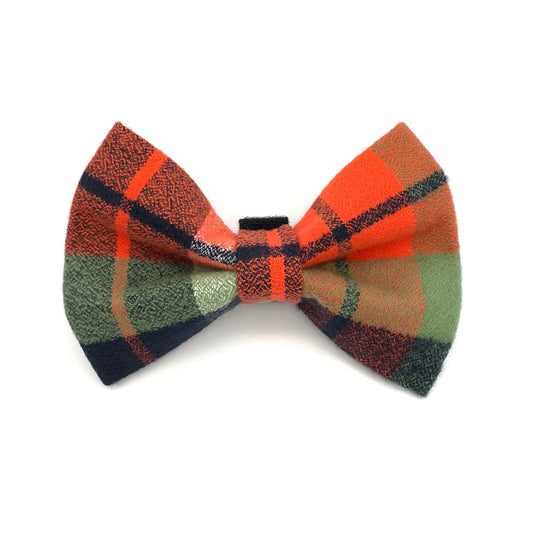 Willow Plaid Flannel Dog Bow Tie