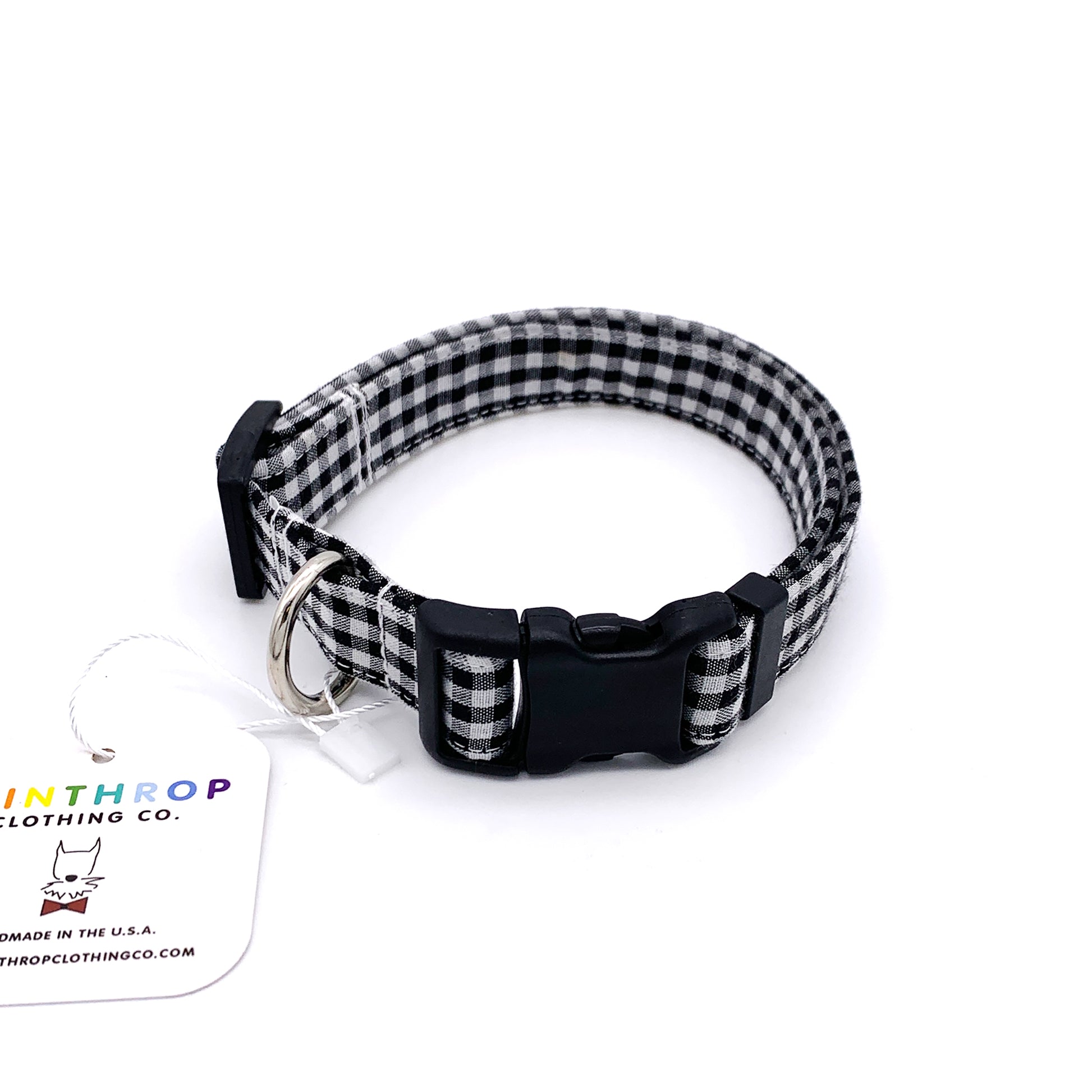 Black and White Gingham Dog Collar