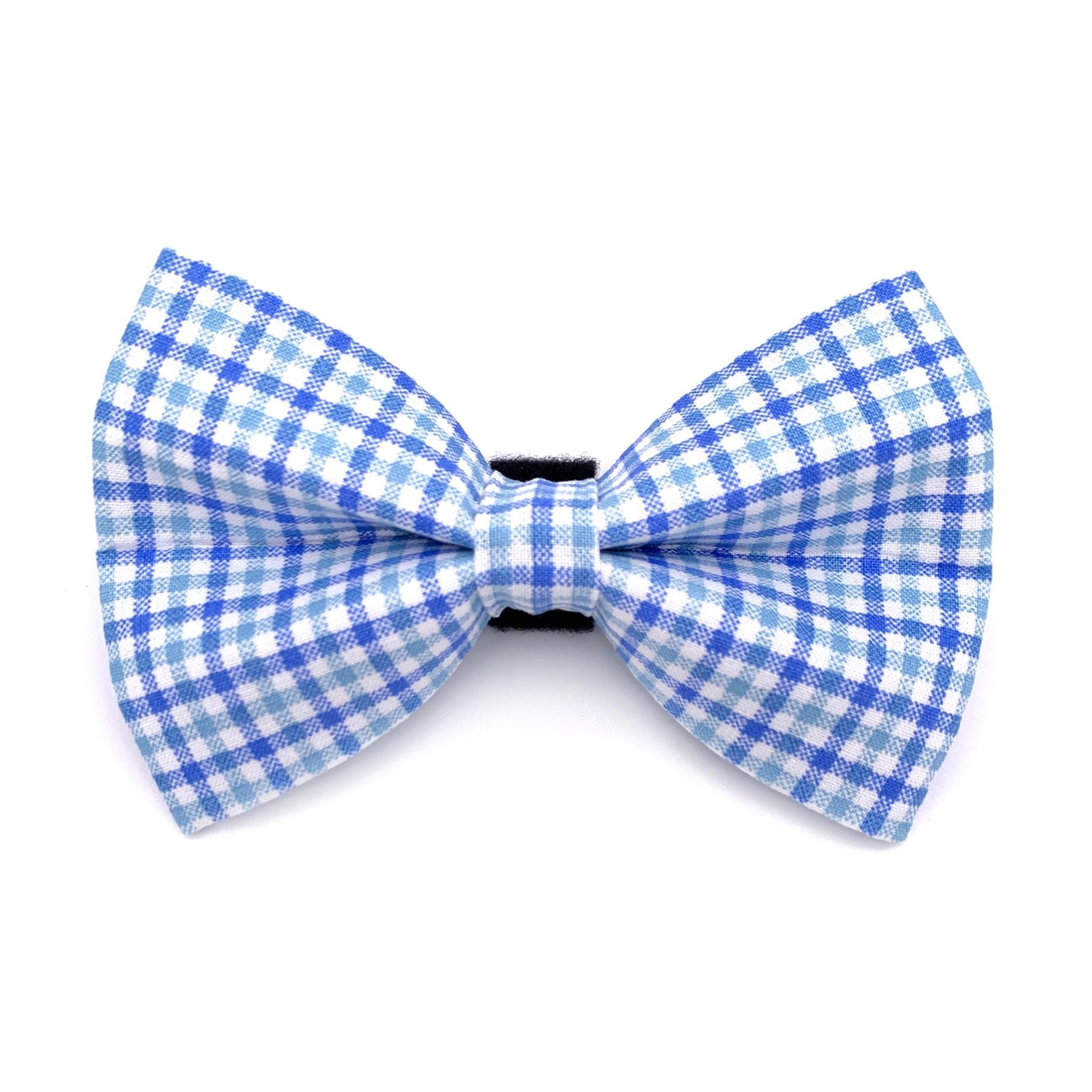 Blue Gingham Dog Bow Tie