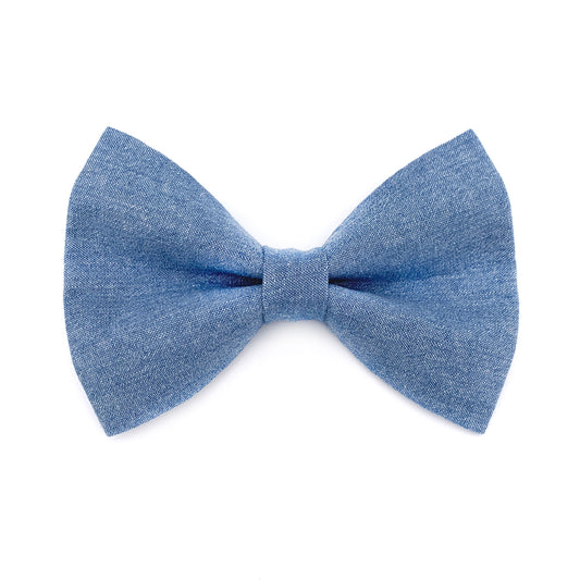 Light Blue Chambray Dog Bow Tie