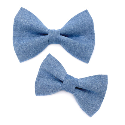 Light Blue Chambray Dog Bow Tie