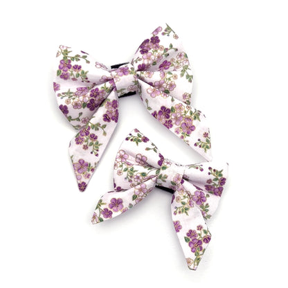 Purple Cherry Blossom Dog Bow