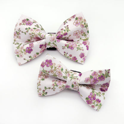 Purple Cherry Blossom Dog Bow Tie