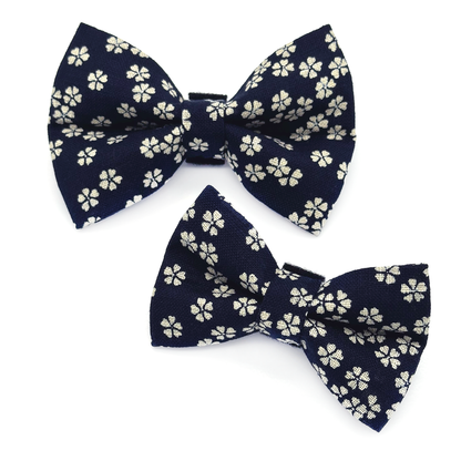 Cherry Blossom Navy Dog Bow Tie
