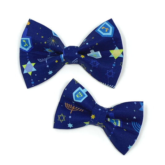 Hanukkah Dreidel Dog Bow Tie