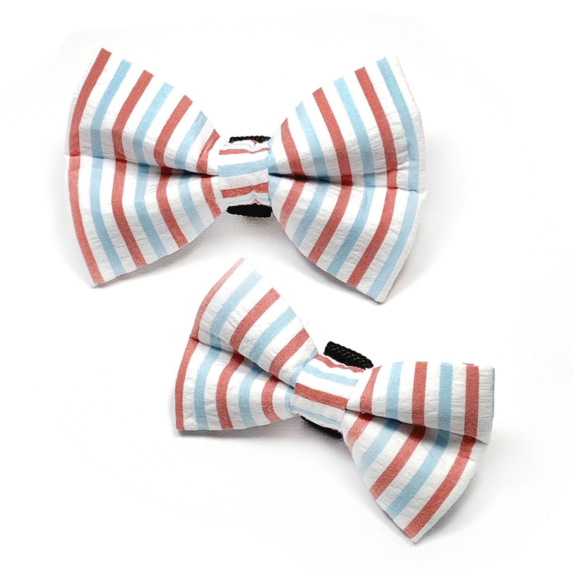 Red and Blue Stripe Seersucker Dog Bow Tie