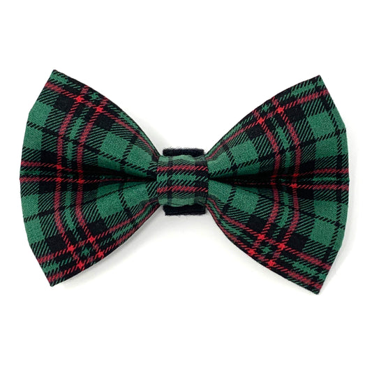 Green Tartan Dog Bow Tie