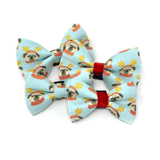 Bah Hum Pug Dog Bow Tie