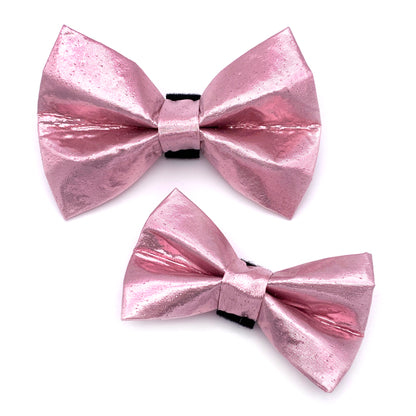 Metallic Pink Dog Bow Tie