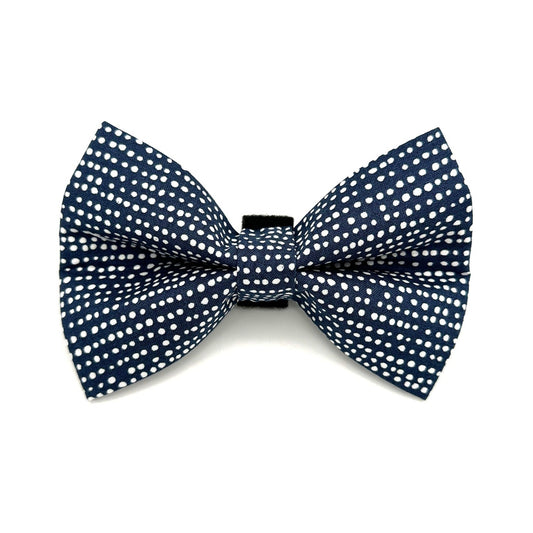 Navy Polka Dot Dog Bow Tie
