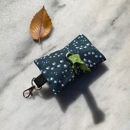 Dark Teal Paw Print Waste Bag Holder