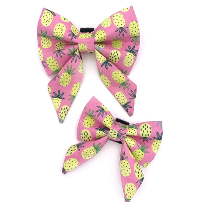 Pink Pineapple Dog Bow