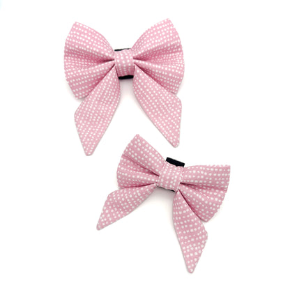 Pink Polka Dot Sailor Dog Bow