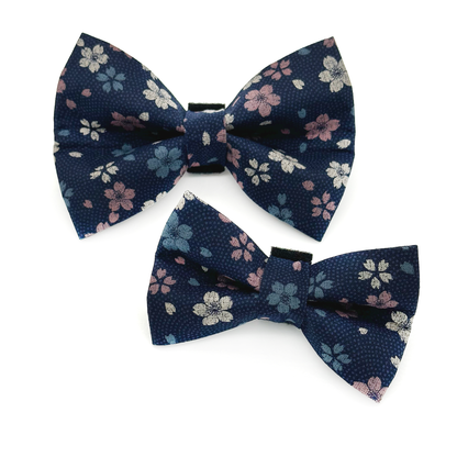 Pink and Blue Cherry Blossom Dog Bow Tie