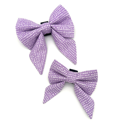Purple Polka Dot Sailor Dog Bow