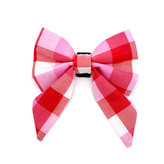 Valentine's Day Check Dog Bow