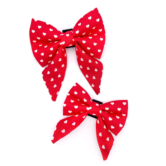 Valentine's Day Hearts Dog Bow