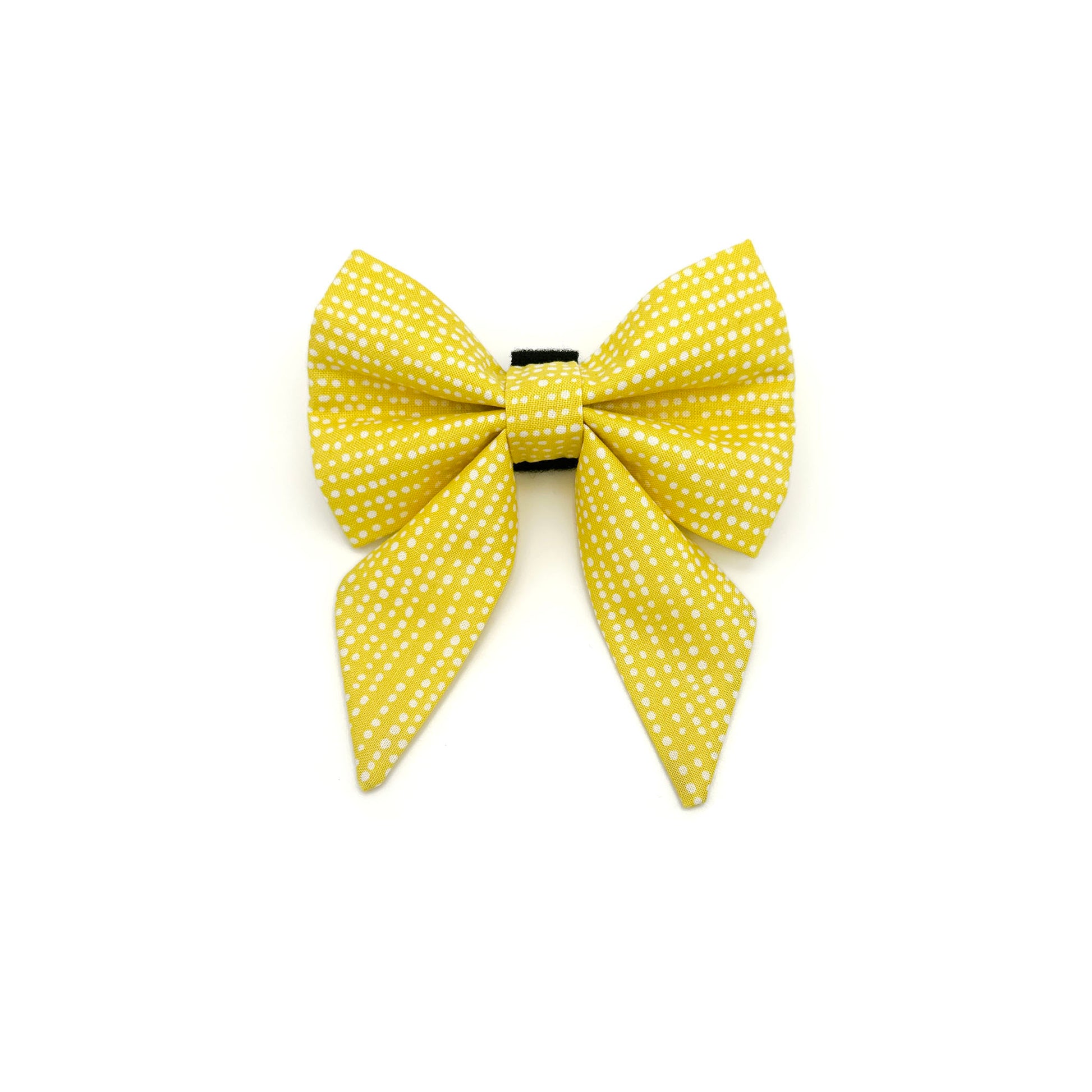 Yellow Polka Dot Sailor Dog Bow