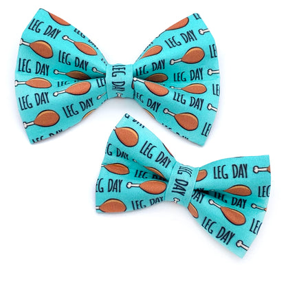 Leg Day Dog Bow Tie, Thanksgiving Holiday Bow Tie