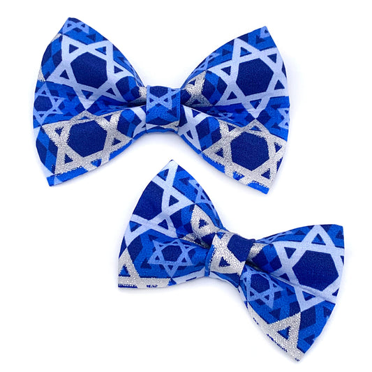 Star of David Glitter Hanukkah Dog Bow Tie